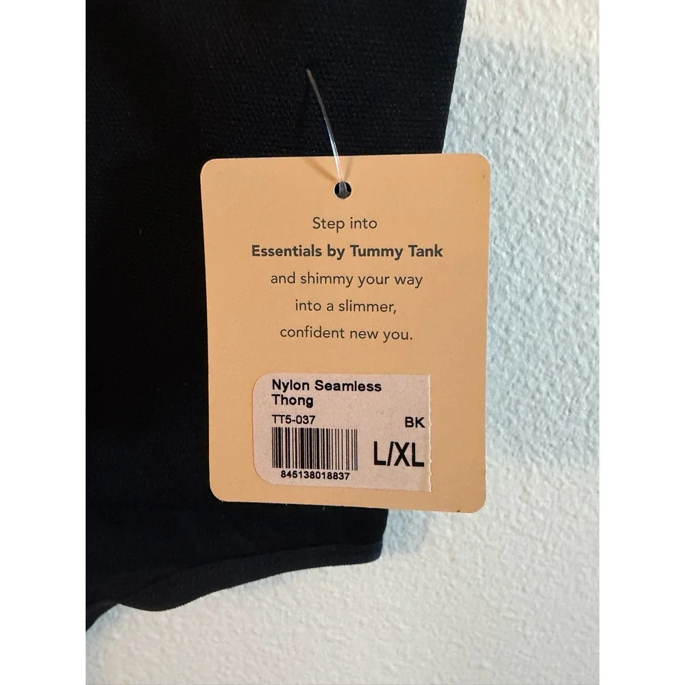 Essentials by Tummy Tank Nylon Seamless Thong Black High Waist Shapewear S/M - Picture 3 of 4